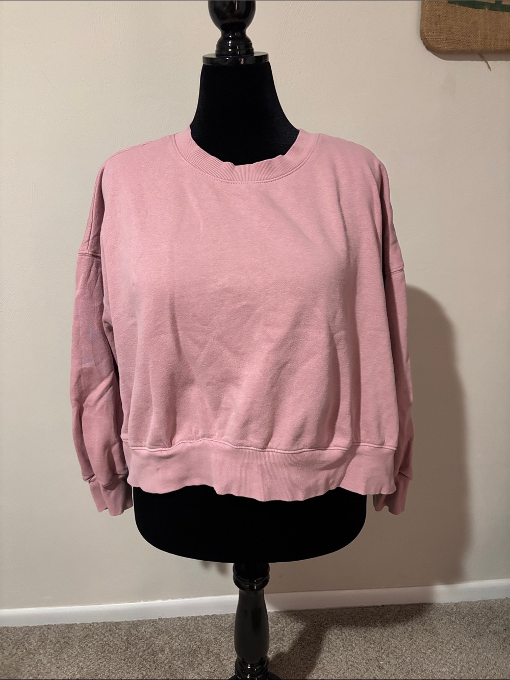 Classic Cropped Pink Crewneck Sweatshirt